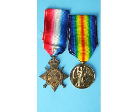 A WWI pair awarded to 2079 Pte W H Stephens, Devon R: 1914-15 Star and Victory Medal.