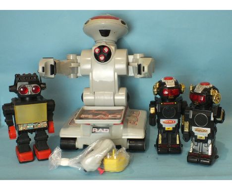 A Vivid Imaginations R.A.D. robot, unboxed with remote controls, two Magic Mike II robots and one other, (4).