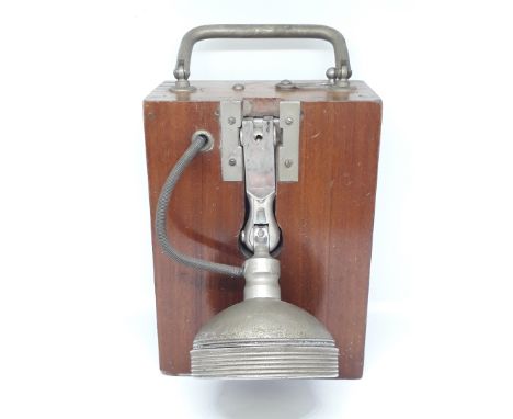 A wooden signal lamp labelled 'British Specialities Ever Ready'. 