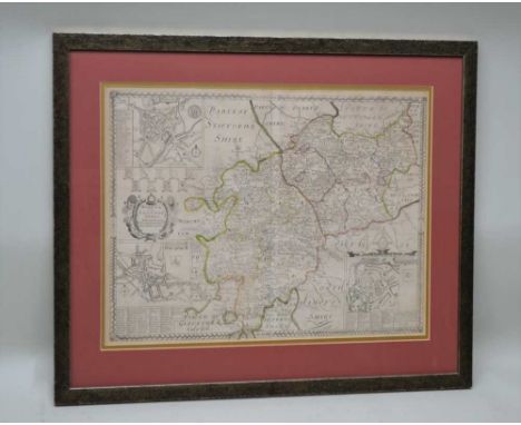 A CHRISTOPHER SAXTON COUNTY MAP engraved by Lea, published c.1689 depicting the Counties of Warwickshire and Leicestershire, 