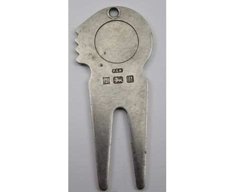 HARRISON BROTHERS &amp; HOWSON LTD, A COMBINATION SILVER GOLF DIVOT TOOL &amp; MARKER with groove cleaner, Birmingham 1995, w