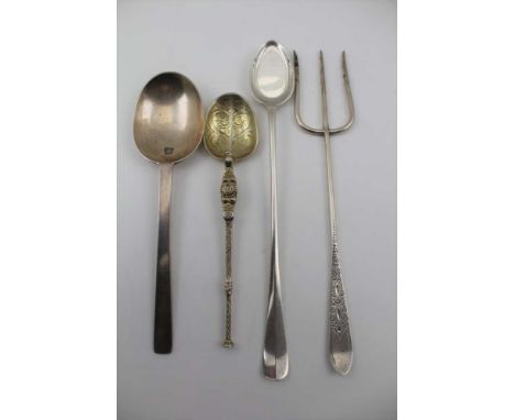 C. SHAPLAND &amp; CO., A SILVER SPOON OF PLAIN, EARLY FORM, London 1935, together with a silver bread fork, a silver long han