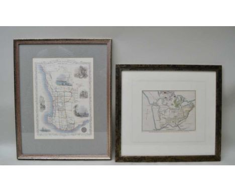 A GLAZED AND FRAMED MAP depicting Swan River, Western Australia and another of country between Auckland and the river Waikato