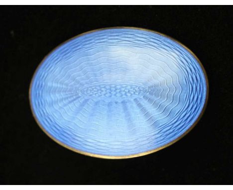 AKSEL HOLMSEN, AN OVAL NORWEGIAN SILVER & BLUE GUILLOCHE ENAMEL BROOCH, 4cm x 2.5cm, stamped to reverse, including 925.5 and 