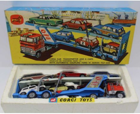 A 'CORGI TOYS' GIFT SET 41, CAR TRANSPORTER AND SIX CARS, in original box, 32cm wide 