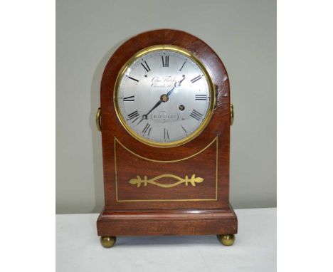 CHARLES FLETCHER OF BARNSLEY, A 19TH CENTURY REGENCY STYLE BRACKET TIMEPIECE, dome top mahogany case with brass inlay and bra