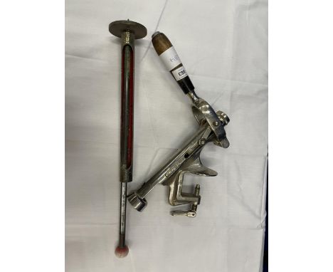 A RAPID CORKSCREW AND A BRASS SOIL THERMOMETER 