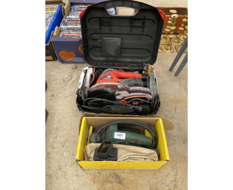 A BLACK AND DECKER ELECTRIC SANDER AND A FURTHER ELECTRIC WOOD PLANE 