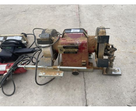 A CREUSEN DOUBLE ENDED BENCH GRINDER 