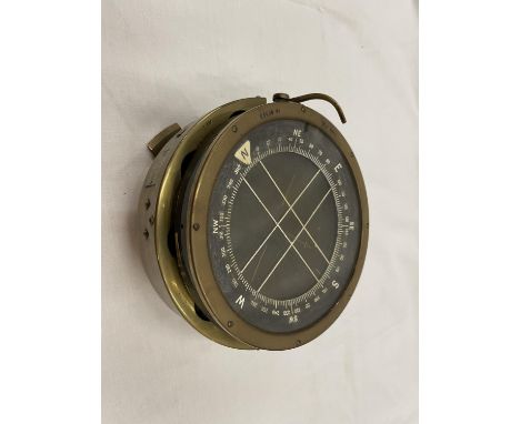 A BRASS MILITARY GIMBAL SHIPS COMPASS TYPE P10 NO 44988 AFT 