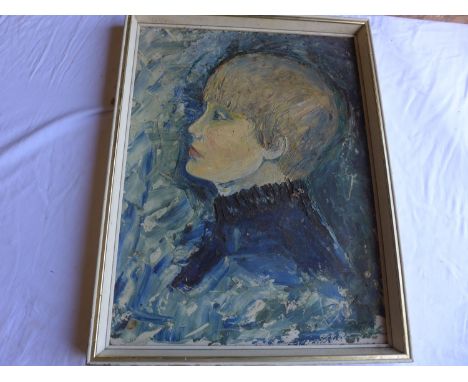 PAT WHITE, PORTRAIT OF FRASER, OIL ON PANEL, SIGNED PAT, 60X45CM, FRAMED, FROM THE STUDIO COLLECTION OF THE LATE PAT ISHERWOO