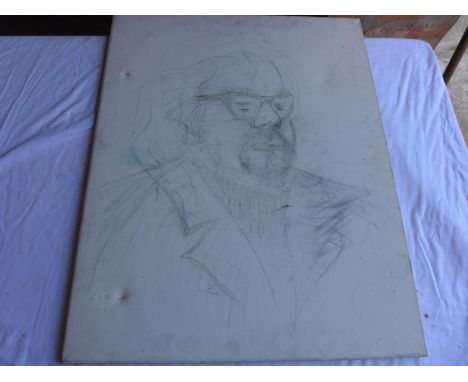 UNFINISHED PORTRAIT OF JAMES LAWRENCE ISHERWOOD, PENCIL ON CANVAS, 76X61CM, A/F, FROM THE STUDIO COLLECTION OF THE LATE PAT I
