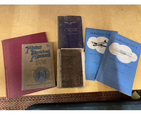 A COLLECTION OF VINTAGE MECHANICAL AND AVIATION BOOKS TO INCLUDE THE AVIATION POCKET BOOK 1917, AERONAUTICS PART 1 AND 2, THE