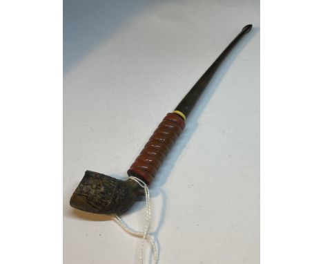 A VINTAGE SAILORS PIPE WITH A CARVED SHIP BOWL 
