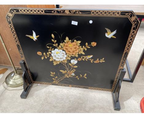 A CHINOISERIE EFFECT FIRE SCREEN, 35X32" 
