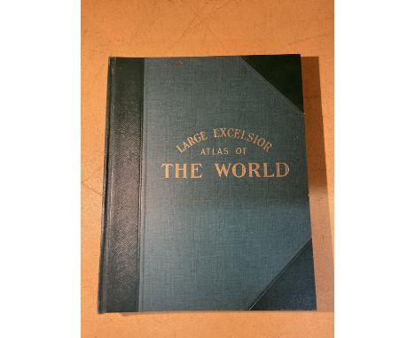 A LARGE EXCELSIOR ATLAS OF THE WORLD - 1938EXCE LLENT CONDITION, PUBLISHED BY G BACON, 65 DOUBLE PAGE MAPS, SCARCE TITLE 