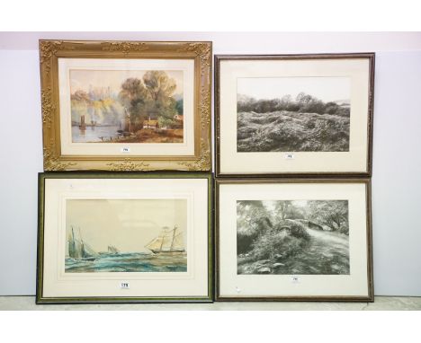 Martyn Wrench, Packhorse Bridge - Horner, Somerset, charcoal, signed lower right and another, a pair, Gruffy Ground at Shipha