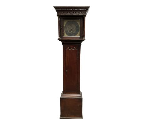 Stephenson of Penrith - 18th century 30hr oak longcase clock c 1760, with a flat top pediment , broad cornice and blind fret 