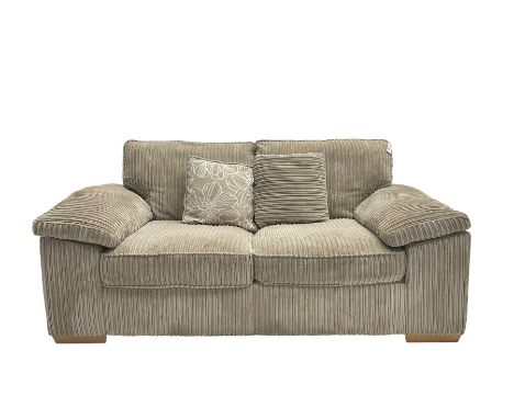 Two seater sofa bed, upholstered in latte cord fabricDimensions: Height:&nbsp;88cm&nbsp; Length/Width:&nbsp;183cm&nbsp; Depth