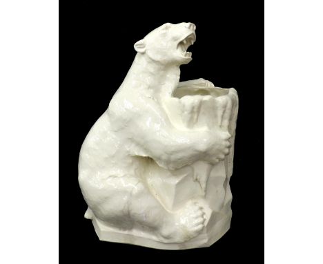 Gustavsberg of Sweden - large and impressive ceramic stick stand in the form of a bear, marked Gustavsberg 97 and FL to base,