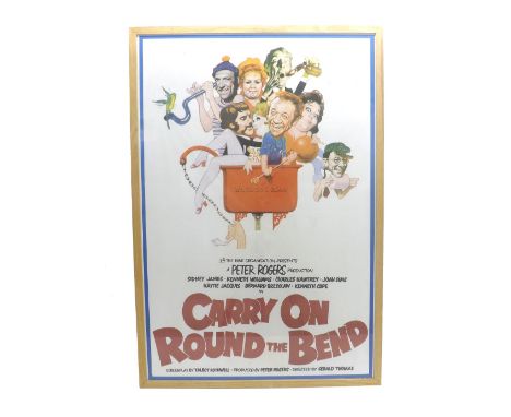 Vintage film poster for Carry on Round the Bend, 39.5" x 26.5", framed