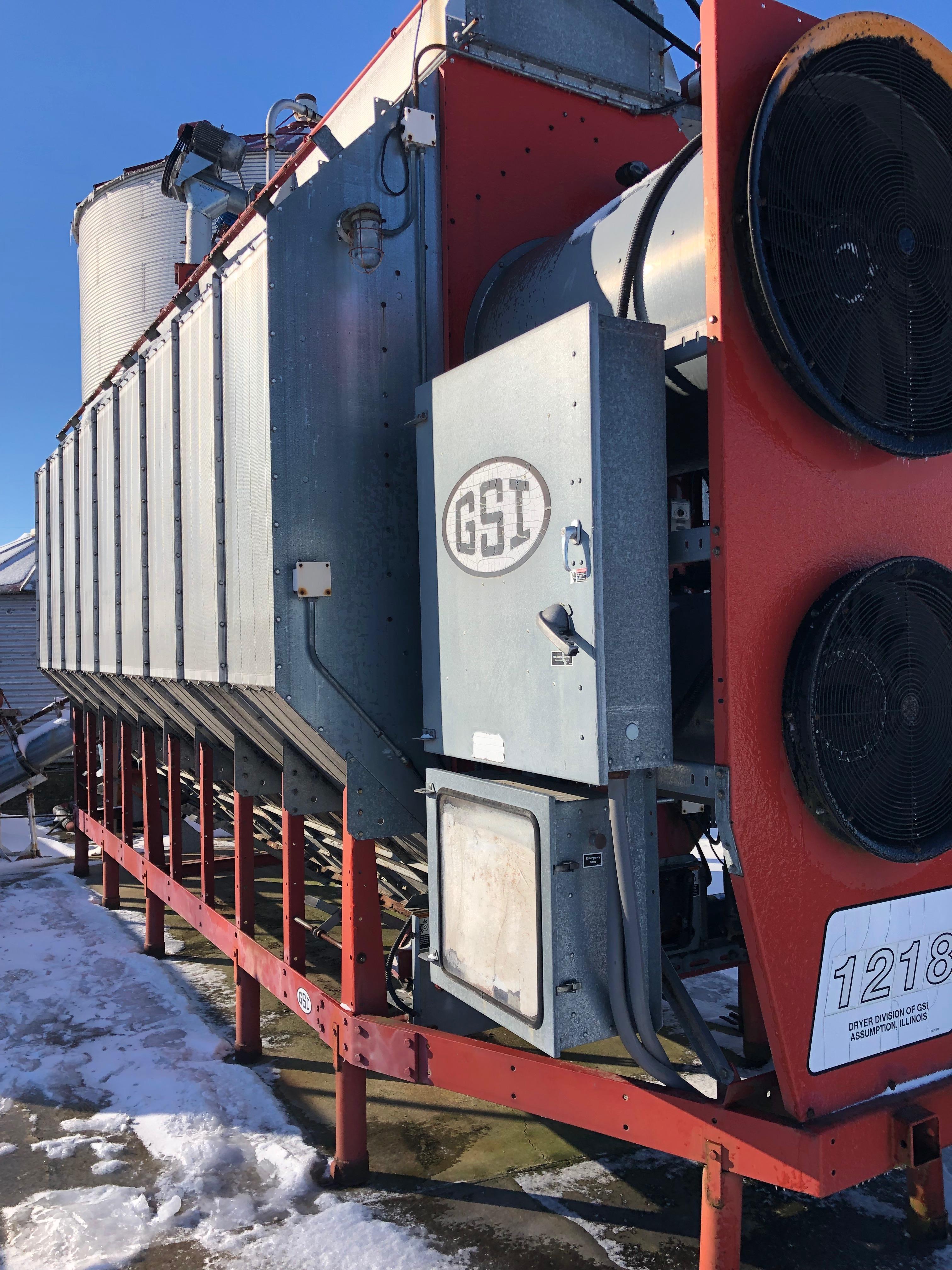 1218 GSI grain dryer, 3 phase, natural gas, double fan, SS basket