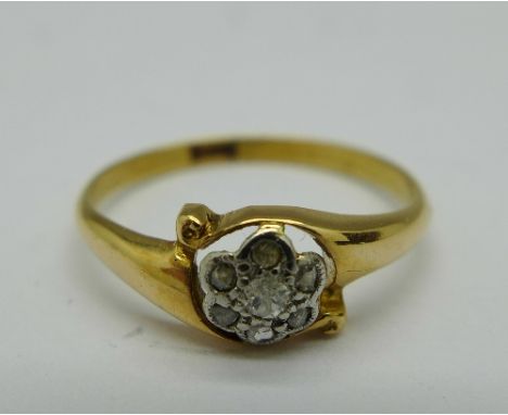An 18ct gold and diamond ring, 1.7g, K