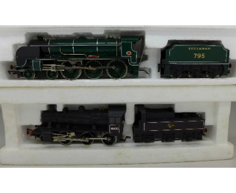 Two Hornby OO scale model locomotives; SR Class N15 Sir Dinadan and R857 B.R. 2-6-0 Ivatt Class 2, both boxed