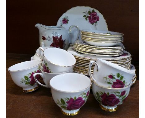 A Colclough six setting tea service, a matching jug, six dinner plates and eleven medium plates, thirty-nine pieces in total