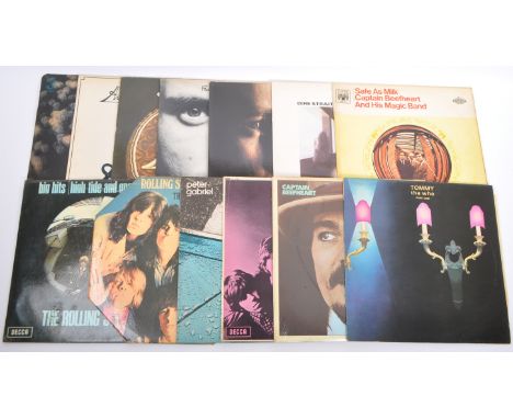 A collection of vintage mid 20th century LP long play vinyl record albums. Genre include rock, alternative, indie, psychedeli