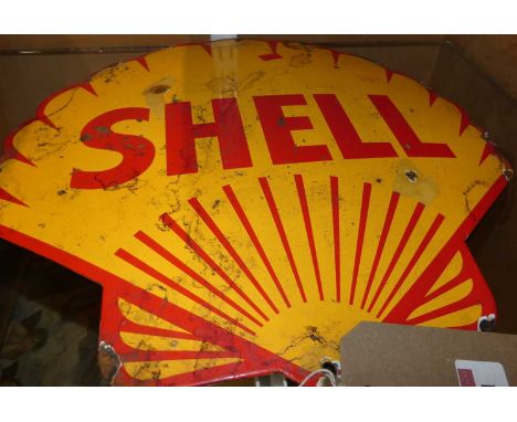 An enamel advertising sign for Shell, width 34.5cmReproduction. 