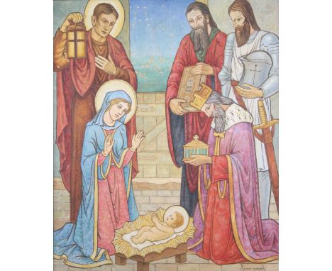 Edward Liddall Armitage (1887-1967) - The Wise Men, oil on wood panel, signed lower right, with two 'James Bourlet &amp; Sons