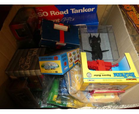 A large collection of mixed diecast vehicles and action figures etc to include a Corgi Archive collection Bedford S milk tank