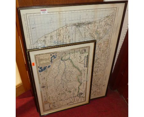 After Saxton - reproduction county map of Norfolk, and an Ordnance Survey map of Norwich &amp; Great Yarmouth, 2nd War Revisi