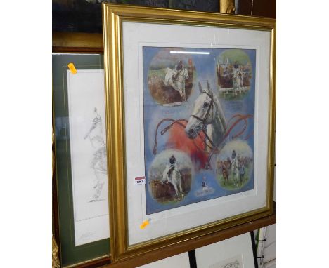 Claire Eva Burton - Legendary racehorses, limited edition print, signed in pencil to the margin, together with one other spor