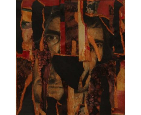 Tomas Watson (b.1971) - Self-portrait II, monoprint and collage in colours, dated '2008', 20.5 x 19.5cm, housed in a glazed f