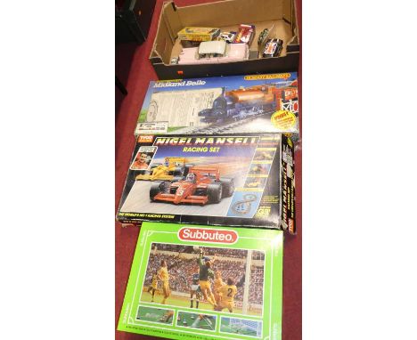 A collection of mixed toys to include a Hornby Railways Midland Belle Train Set, a Nigel Mansell Tyco Racing gift set, togeth