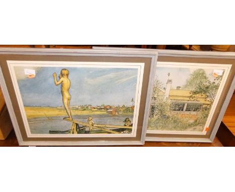 Assorted pictures and prints to include French fashion print, R Carter - Trees in Winter, watercolour, etc