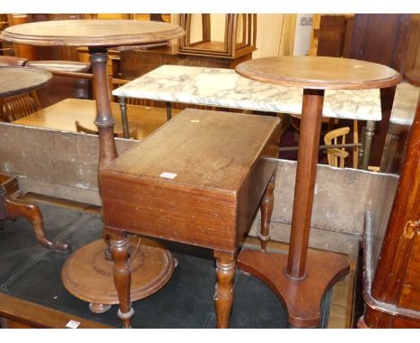 Occasional furniture to include; two Victorian mahogany circular pedestal tripod occasional tables, a further early 20th cent