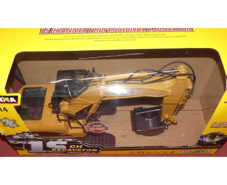 A Hulva 1:14 scale model of a radio control professional excavator 