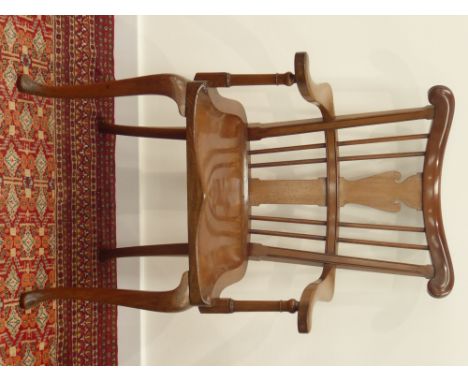 Marsh, Jones and Cribb - early 20th century mahogany Thames Valley type armchair, with shaped splat and stick back, dished se