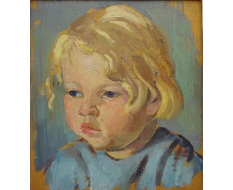 Augustus Edwin John (British 1878-1961): 'Neville Lewis' - head and shoulders portrait of a boy, oil on panel, inscribed vers