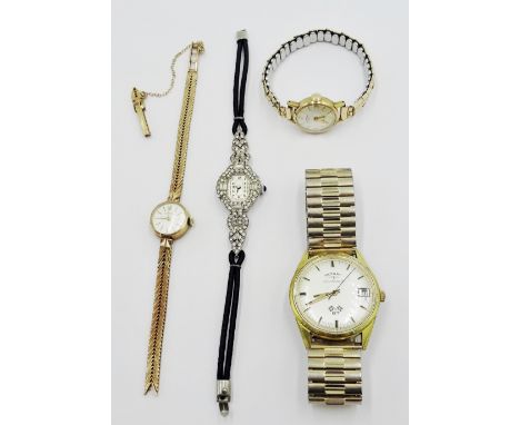 Ladies Centina Wristwatch with baton numerals, 9ct. Gold case and gold strap, ladies Rotary wristwatch, a gentleman's Rotary 