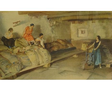 Sir William Russell Flint (Scottish 1880-1969): Four Girls in a Flour Store, coloured lithograph with Fine Art Guild blind st