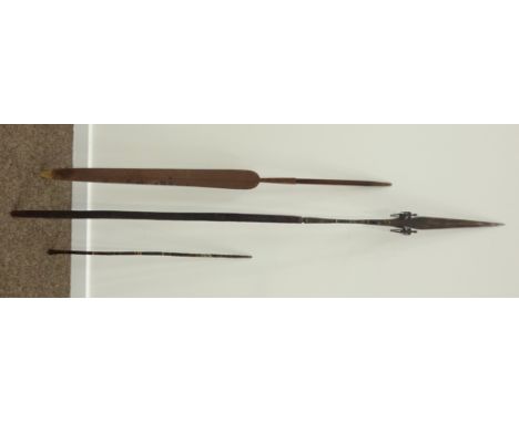 19th Century horn Stick and two African spears   Condition Report & Further Details   Click here for further images, conditio