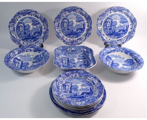 A group of Copeland Spode Italian including eleven various plates, two fruit bowls and a serving dish