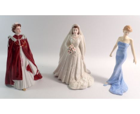Two Royal Worcester porcelain figures of Elizabeth II in celebration of The Queen's 80th birthday 2006 and Her Majesty Queen 