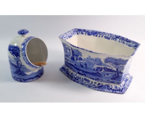 A Spode Italian salt pig and large planter, 26cm wide