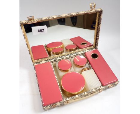 A 1950's vintage vanity dressing table set - boxed, box 22.5cm wide