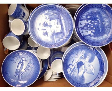 A quantity of Royal Copenhagen Christmas plates and Mothers Day plates, coffee cups and saucers plus Bing and Grondahl Christ